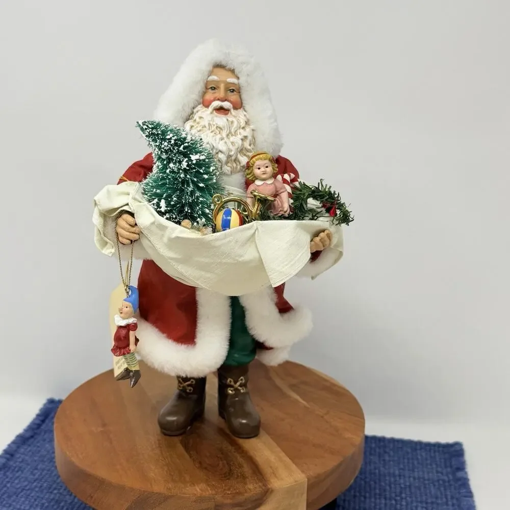 Vintage 1980s Kurt S Adler Fabriche Santa 10” Christmas Figurine With toy Bag